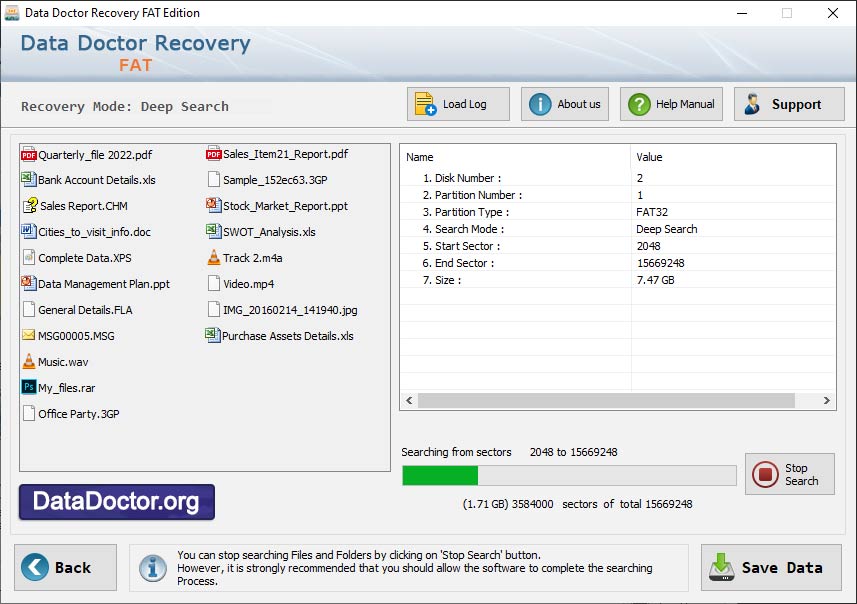 Screenshot of Windows Fat Partition Recovery