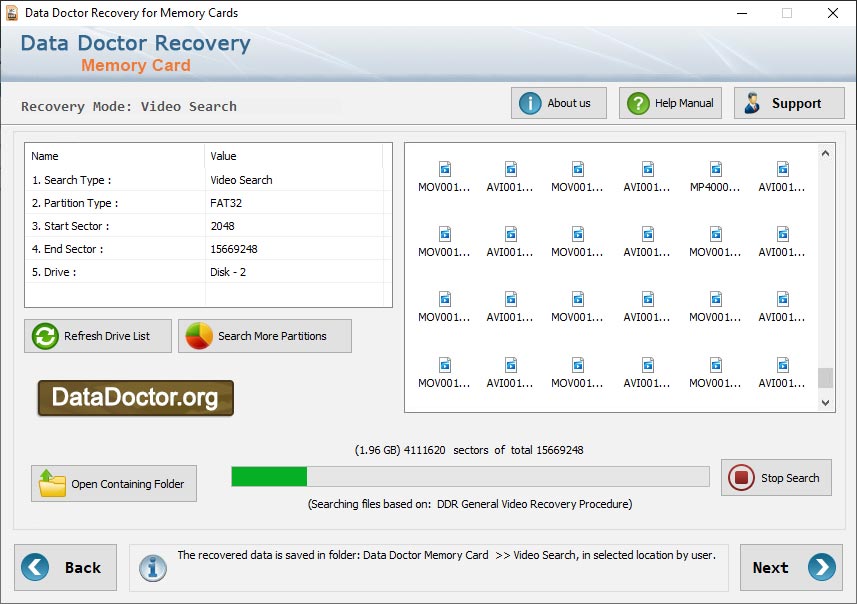 Screenshot of Memory Card Recovery