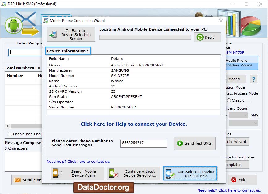 Screenshot of Text Messaging Software