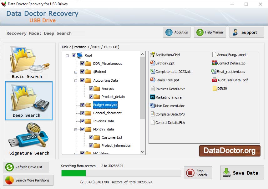 Screenshot of Pen Drive Partition Recovery