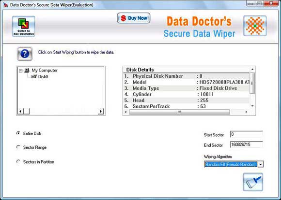 Screenshot of Disk Shredder Software
