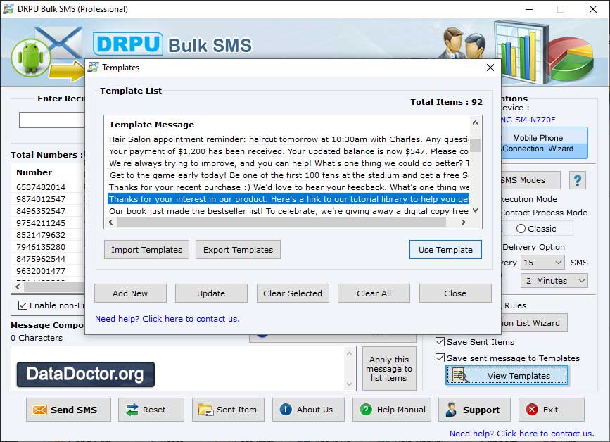 Screenshot of BlackBerry Bulk SMS Software 6.0.1.4