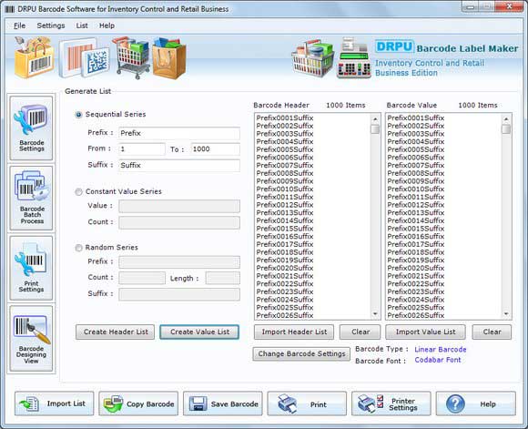 Screenshot of Inventory Control and Retail Barcode