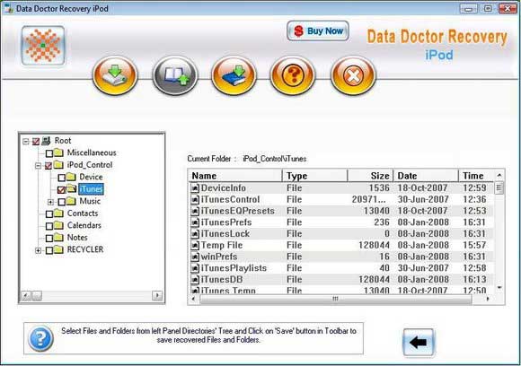 Screenshot of iPod Media Files Recovery
