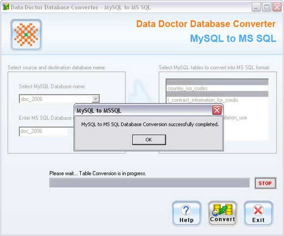 Screenshot of Convert MySQL DB To MSSQL