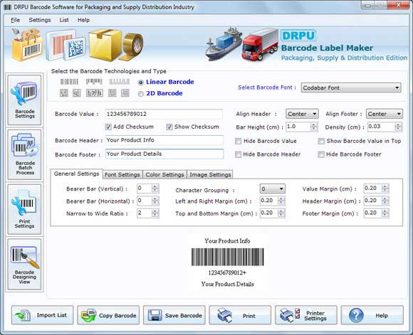 Screenshot of Barcode Software for Shipping