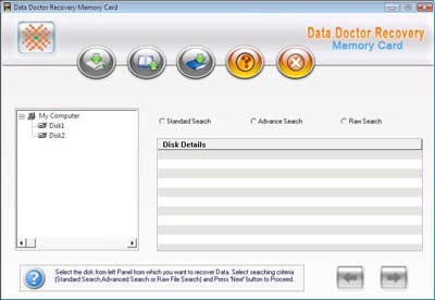 Memory card data recovery software main screen