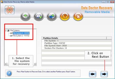 Select file system and click on next button