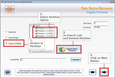 select “Sector in Partition” and “Search More Partition”