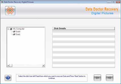 Digital pictures data recovery software main screen window