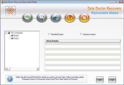 Hauptschirm der entfernbaren Mitteldatenwiederaufnahmen-Software