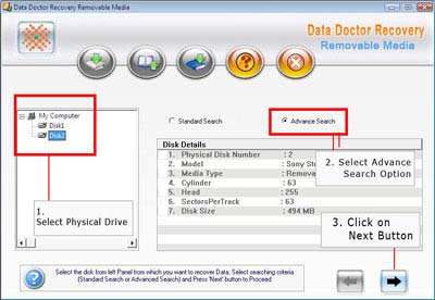 Select disk drive from left panel and then choose advance search