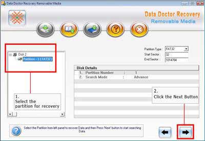 Select disk partition and click on next button