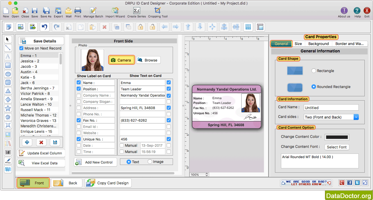 Add Details on ID Card ID Card Designer Corporate Edition for Mac