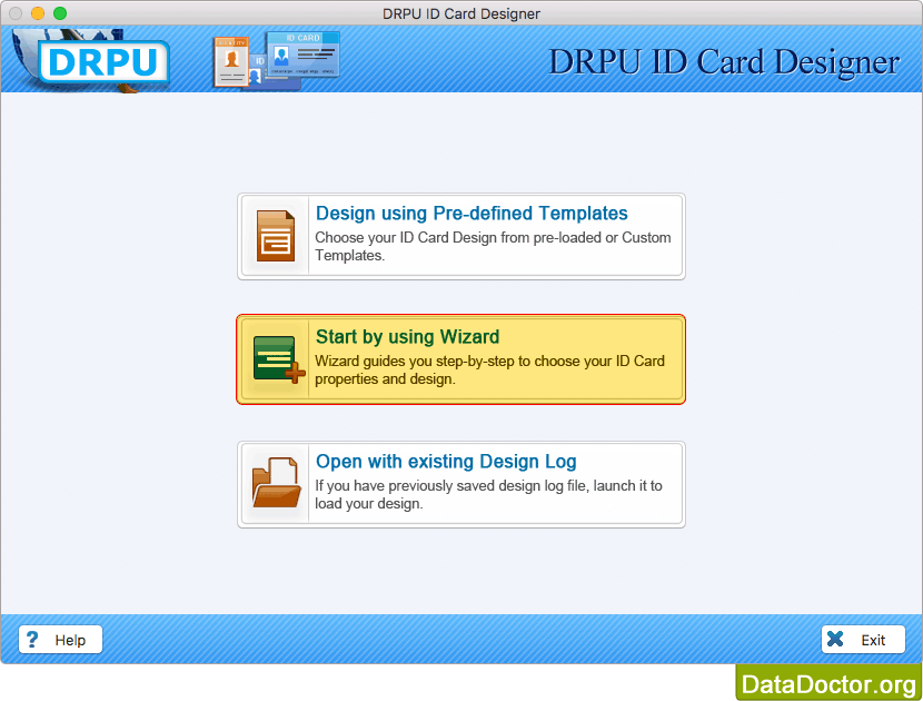 Start by using Wizard ID Card Designer for Mac