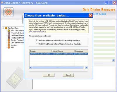 connect sim card through USB sim card reader then click on “Search” button