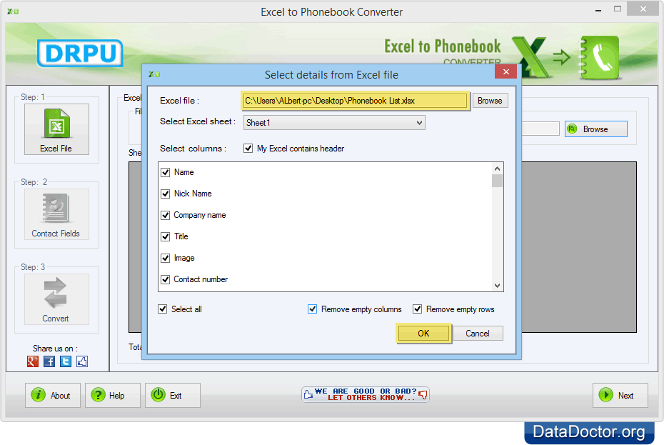 excel to phonebook converter converts entire contacts from excel to phone book list