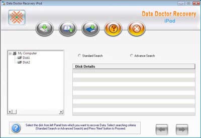 iPod data recovery software main screen