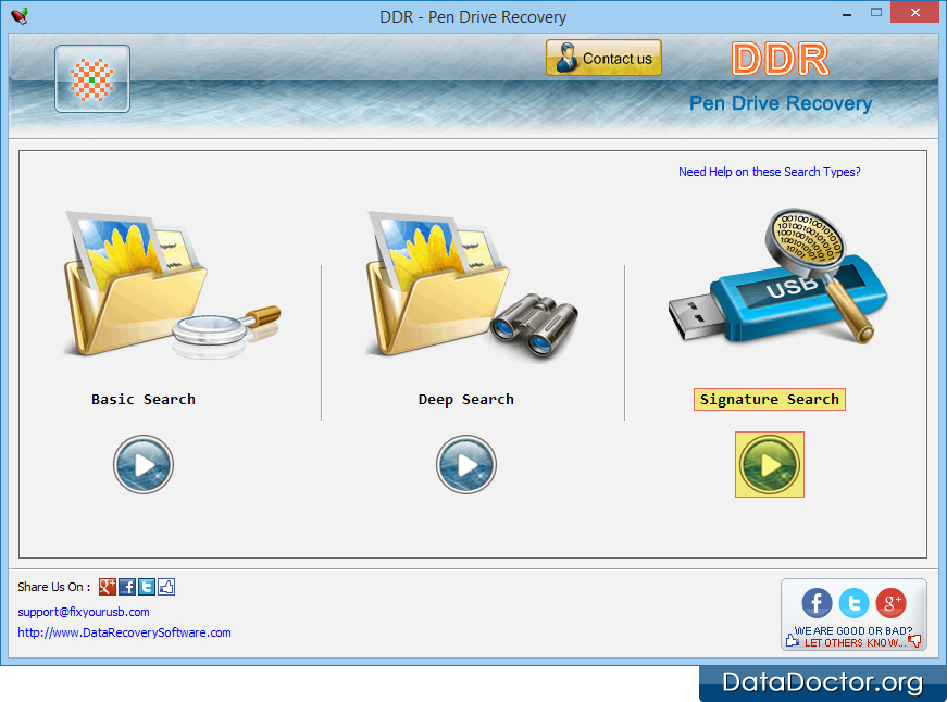 Hauptbildschirm der Datenwiederherstellungssoftware von Pen Drive
