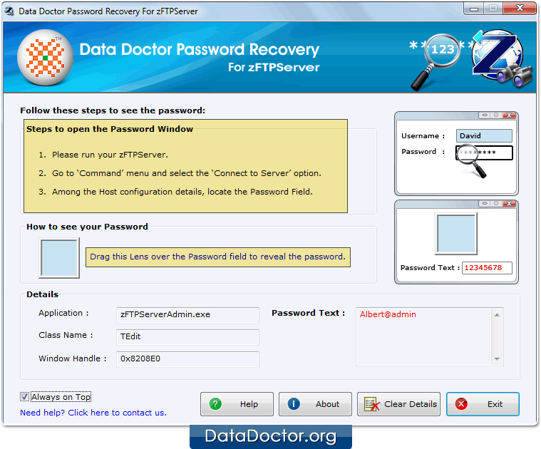 Open Password Recovery For zFTPServer