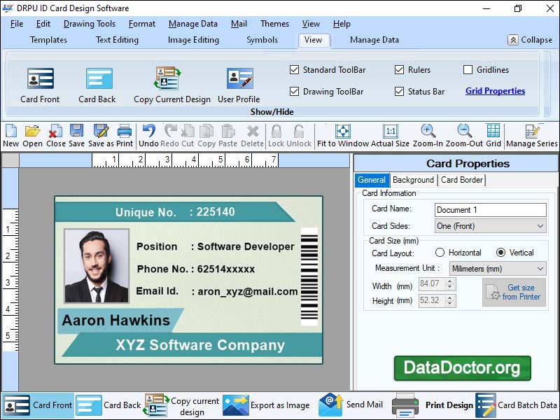 Screenshot of Business Card Designer Software