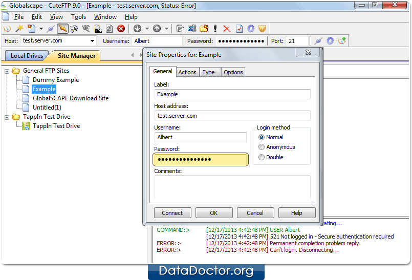 Locate the password field Locate the password field