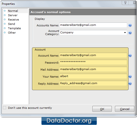 Open the password window in your application