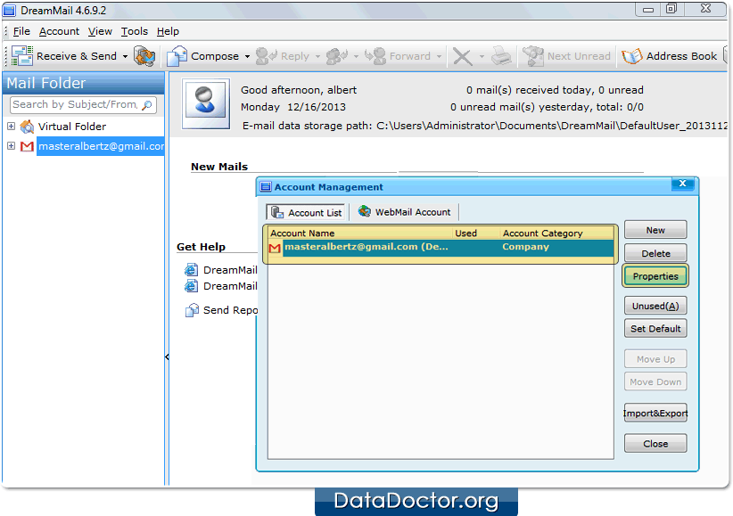 Select your email account Select your email account