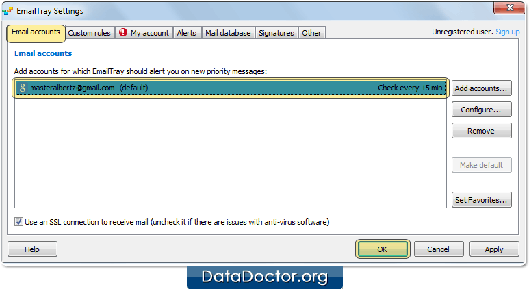Select your email account Select your email account