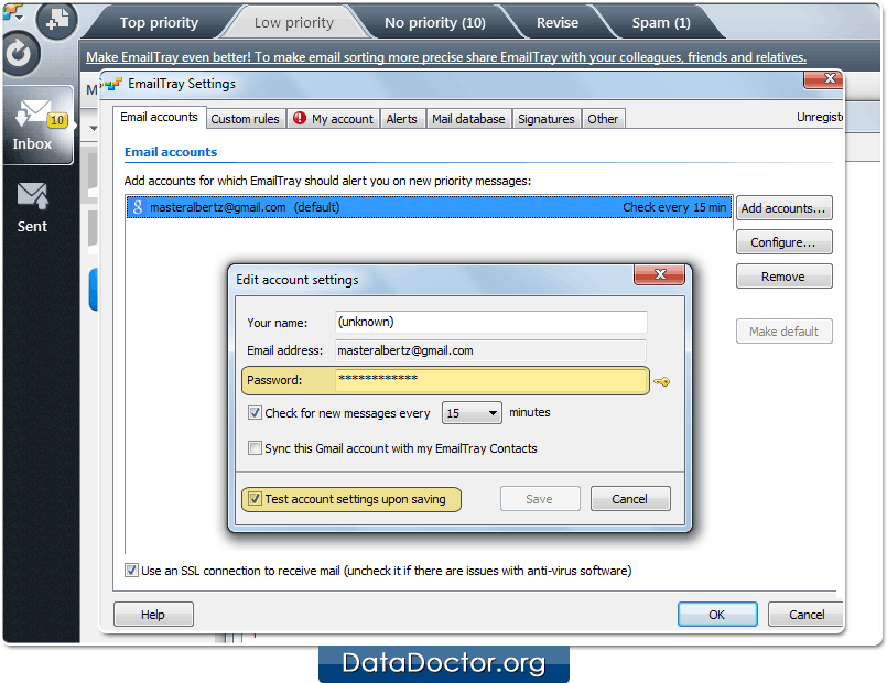 Locate the password field