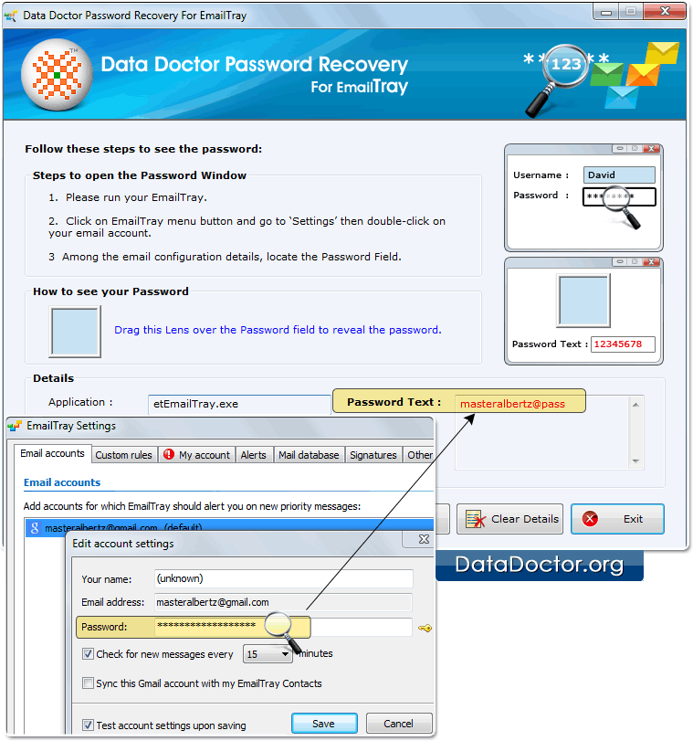 Drag lens over the password field