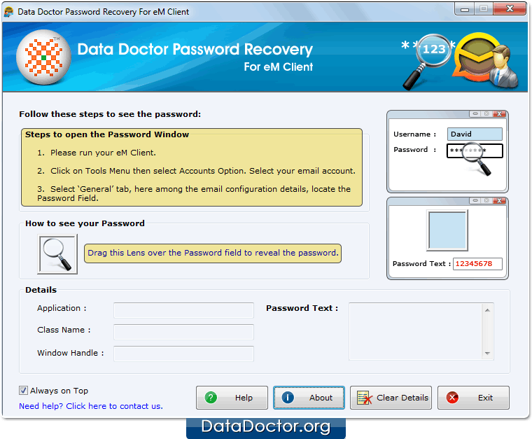 Open Password Recovery For eM Client Open Password Recovery For eM Client