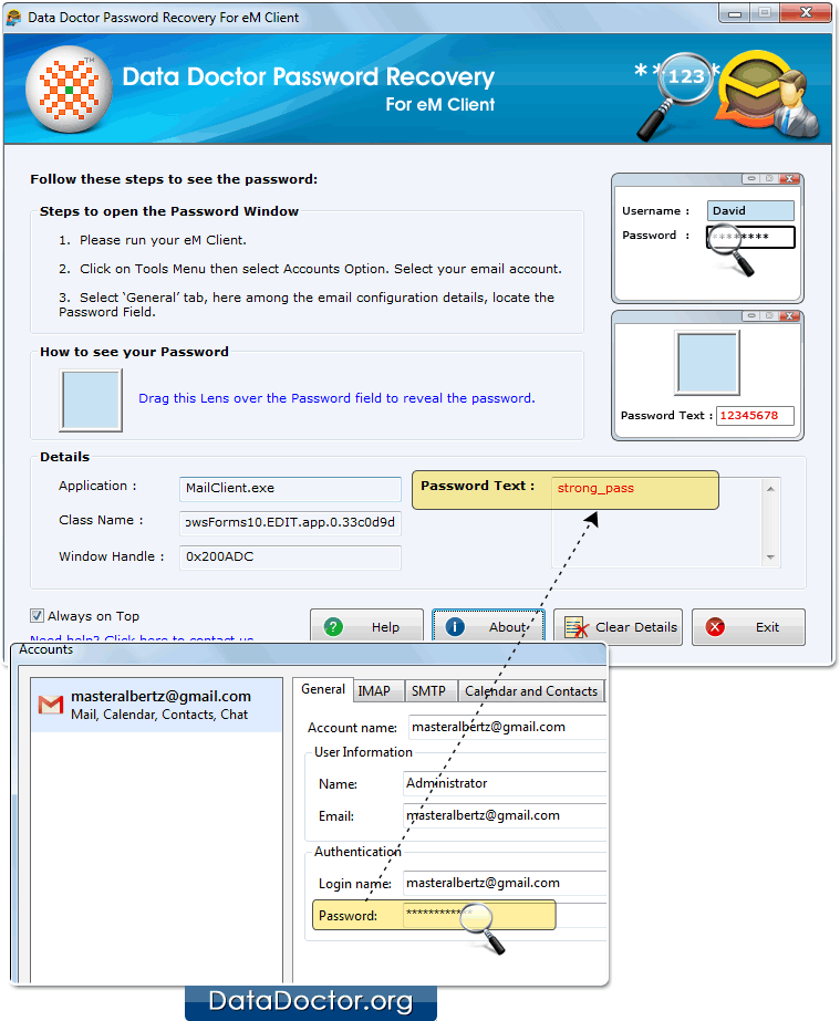 Drag lens over the password field