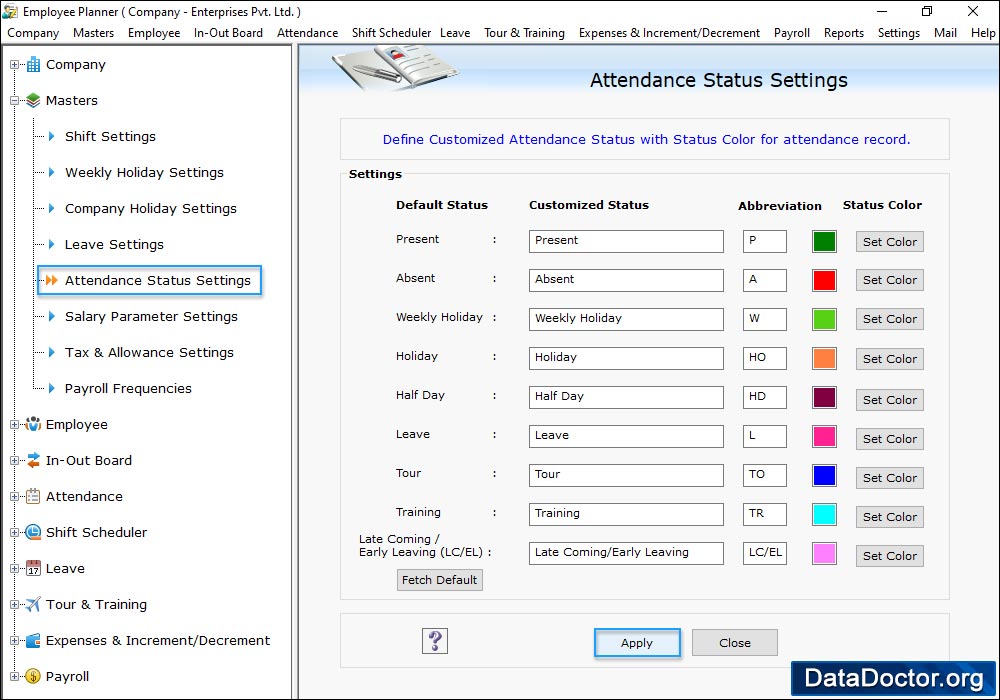 Masters Module Employee Planner Software