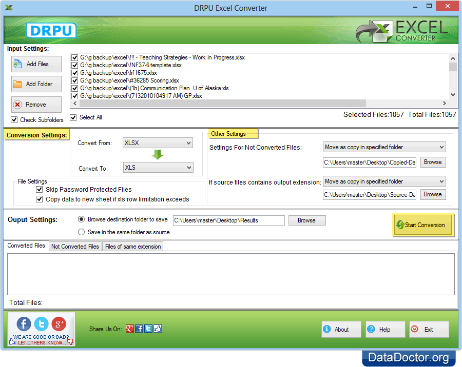 Select Conversion Settings Select Conversion Settings