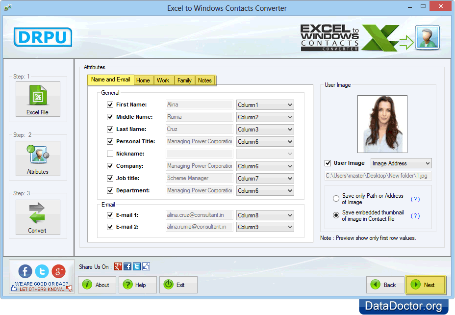 Select Various Contact Fields Select various contact fields