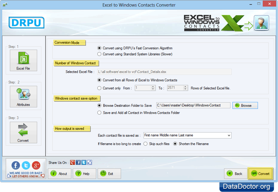 Select various conversion settings Select various conversion settings