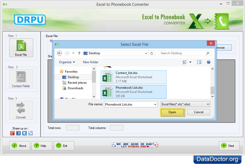 Select excel files