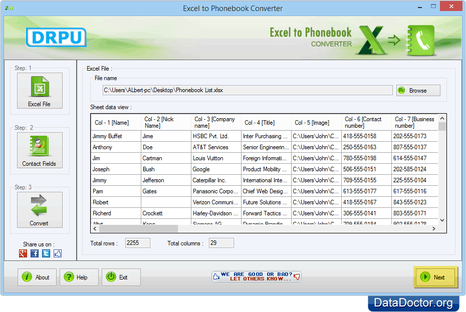 Sheet data view