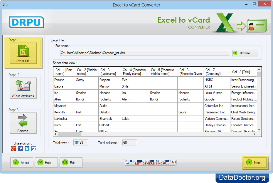 Sheet data view