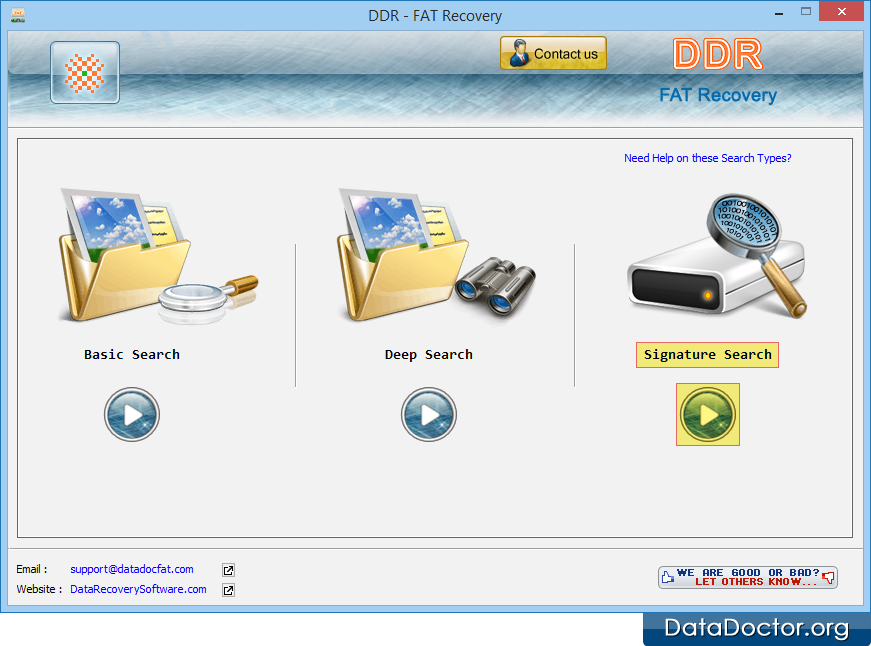 main screen of fat data recovery software