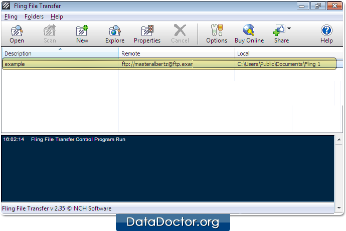 Select ‘FTP’ Server Open Fling File Transfer