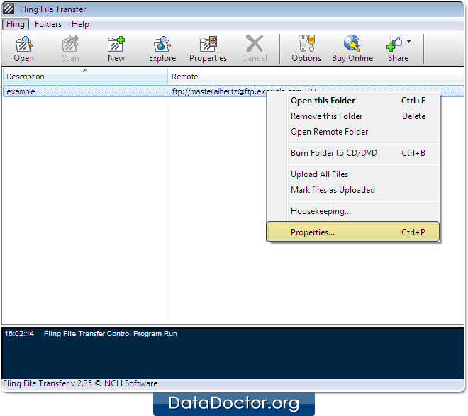 Open FTP Server’s Properties Open FTP Server’s Properties
