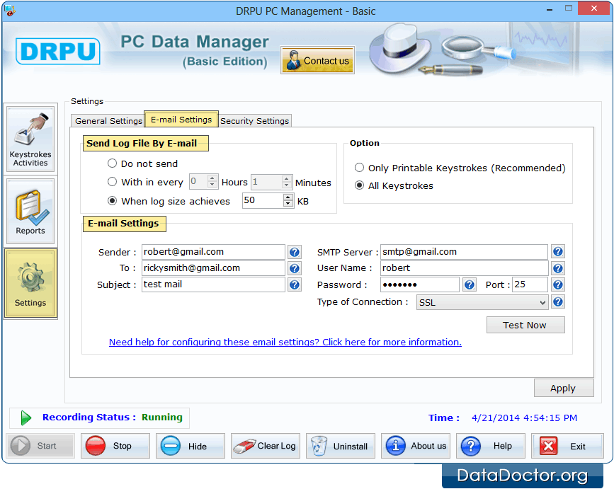 Configuración de correo electrónico