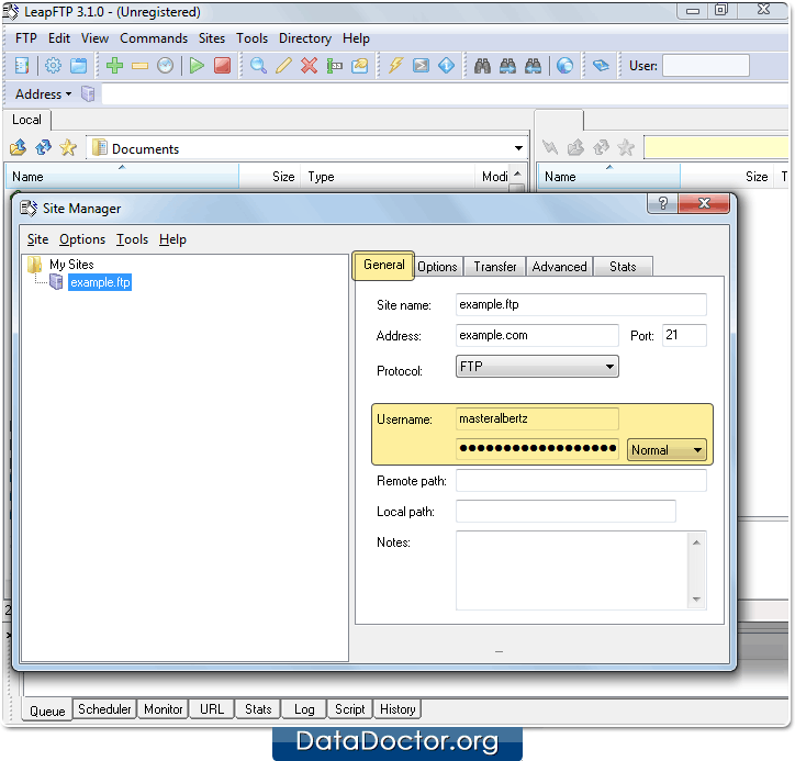 Locate the password field Locate the password field