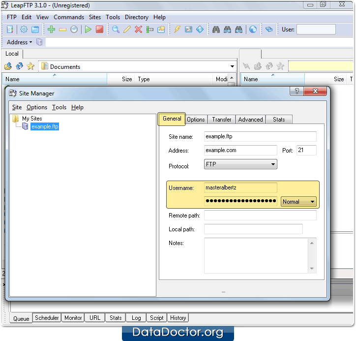 Locate the password field