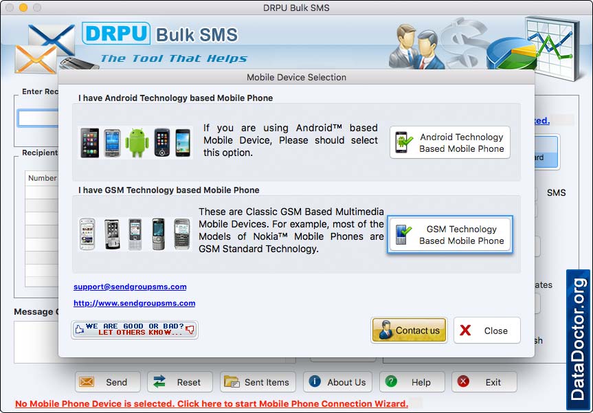 Select any mobile device type Select any mobile device type