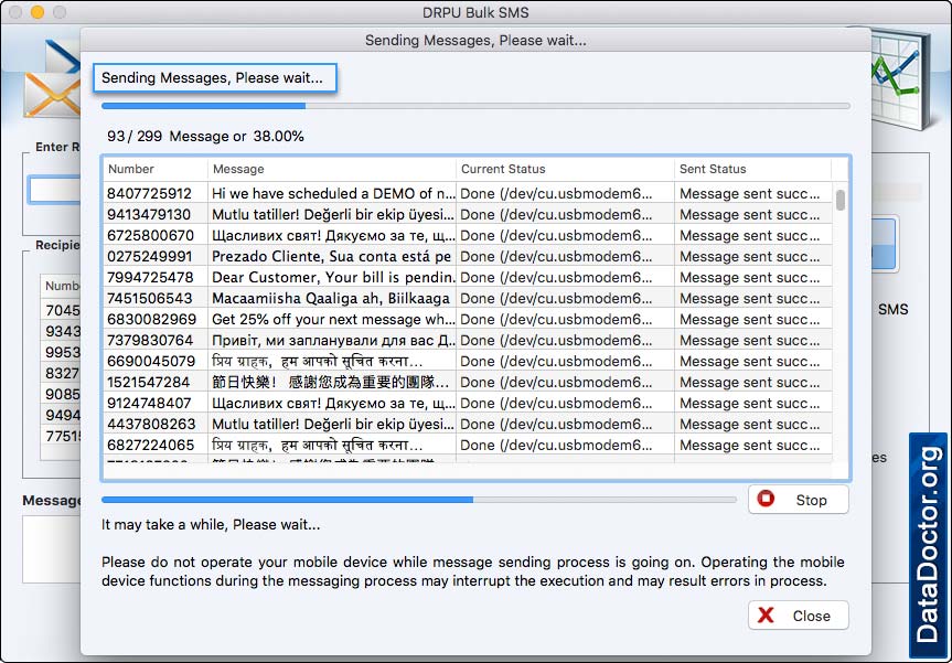 Messages Sending Process Messages Sending Process