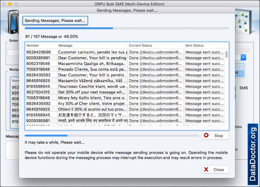 Messages Sending Process Messages Sending Process