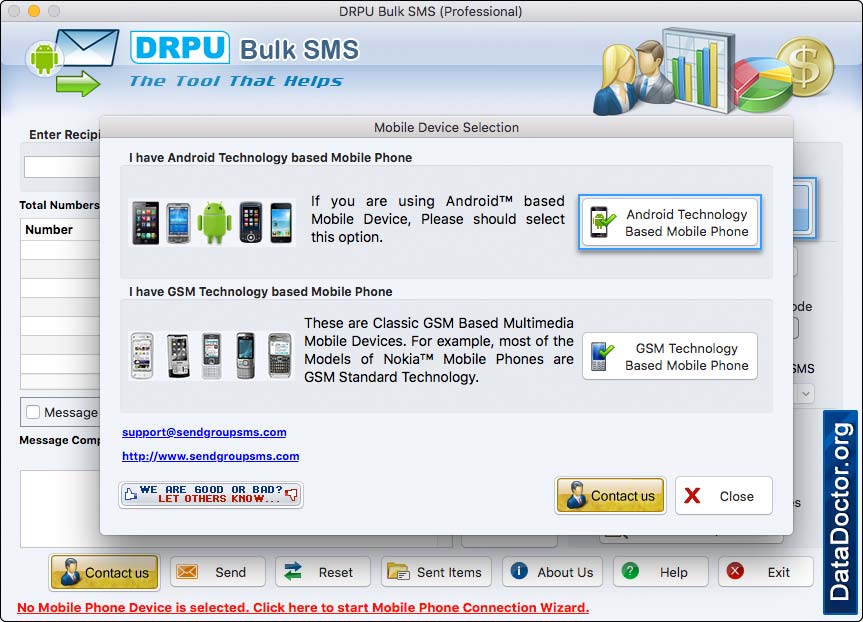 Select any mobile device type Select any mobile device type